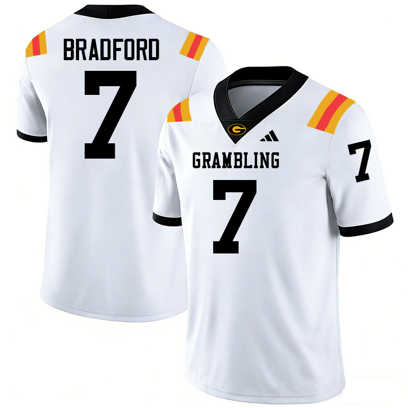 Grambling State Tigers #7 Tre Bradford College Football Jerseys,Uniforms-White